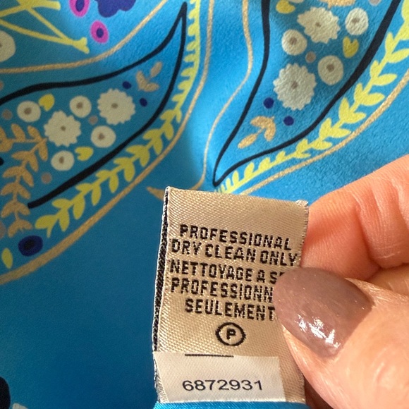 Tibi Blue Floral/Paisley Engineered Print Silk High Waisted Dress Size 6 - Picture 13 of 13